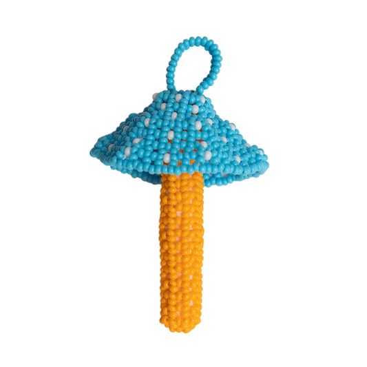 Blue Funghi - Beaded Pendant Necklace