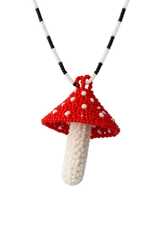 Amanita Royale - Beaded Pendant Necklace