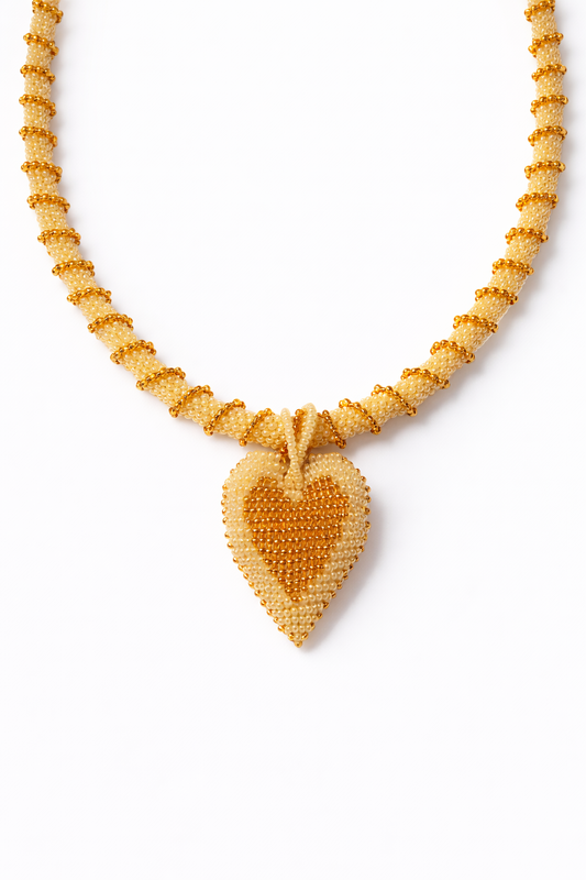 Coeur d'Ambre — Beaded Sculptural Necklace