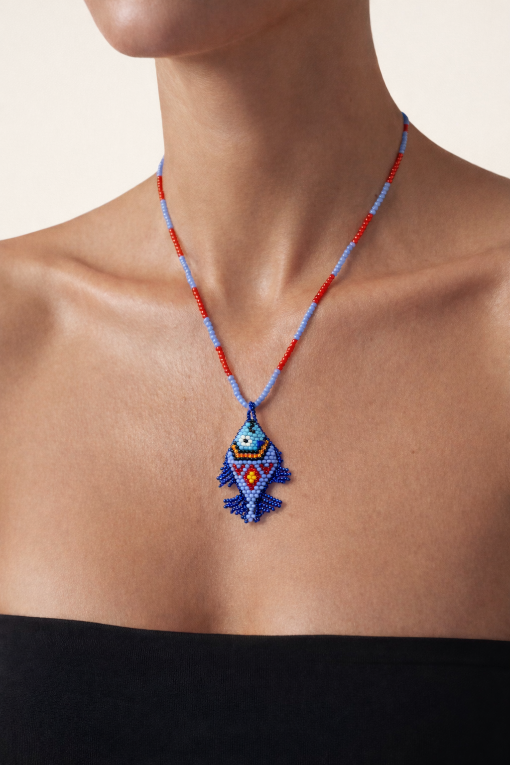 Mar Céleste – Beaded Fish Pendant